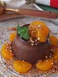 Flan de chocolate con mandarina