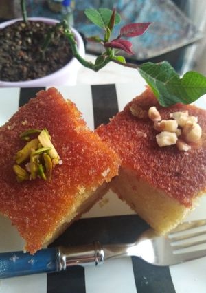 عکسی از دستور کیک شربتی بدون فر