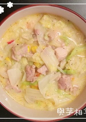 奶油雞肉燉白菜 的食譜成品照片