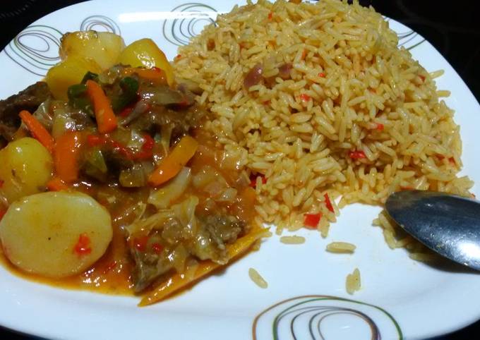 Recipe of Ultimate #jollofricecontest#jollof rice and beef gravy