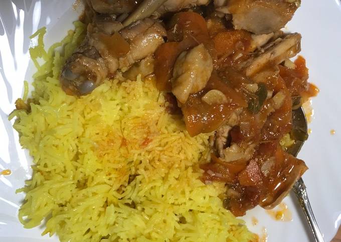 Chicken Stew and Tumeric Rice......(Healthy delicious food)