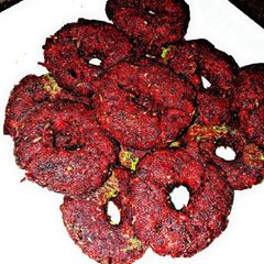 Savoury Beetroot Donuts A picture of Savoury Beetroot Donuts.