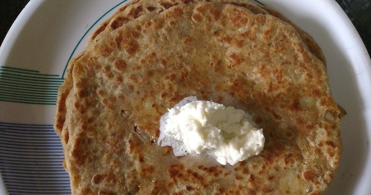 Pyaz Roti Butter Image Aloo Pyaz Paratha With White Butter Recipe by Vidyutaa Kashyap - Cookpad