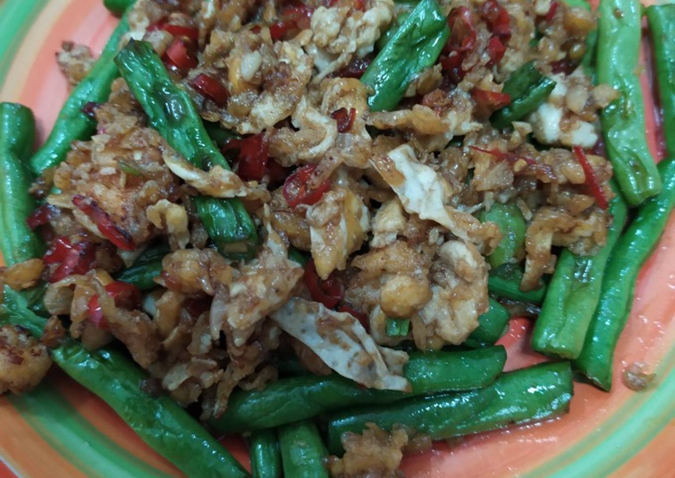 Buncis tumis telur bebek
