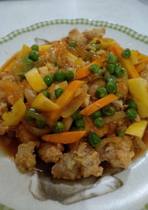 Foto resep Ayam popcorn asam manis pedas