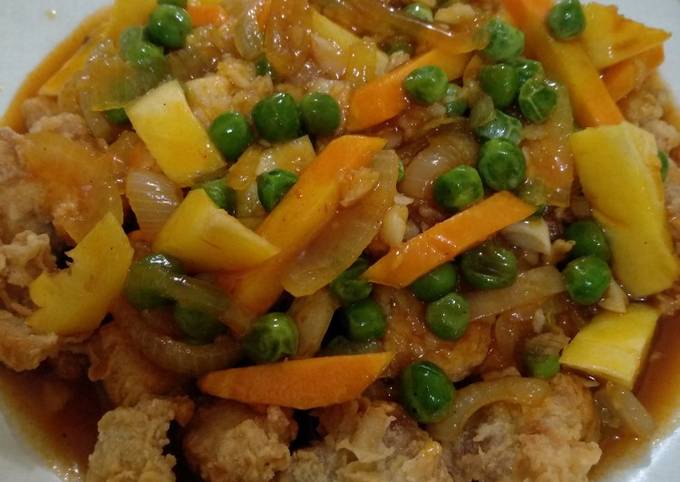 Cara Gampang Membuat Ayam popcorn asam manis pedas, Lezat