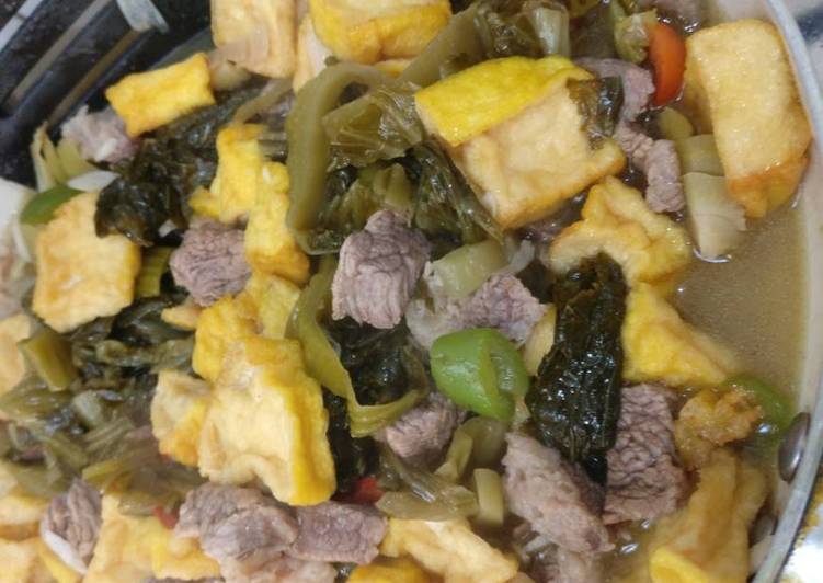 Daging sayur asin tahu kuning ala gendot