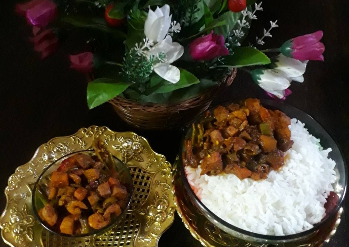 Fried vegetables with shrimps | saiva eral varuval |