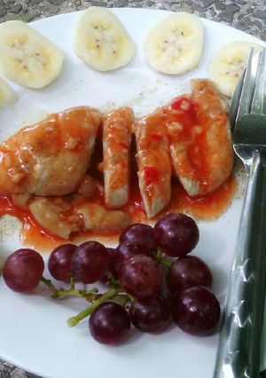 รูปของ สเต๊กไก่ผลไม้ #คลีน #ไดเอท #ลดความอ้วน #ไม่ใช้น้ำมัน