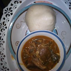 Oha soup and semo A picture of Oha soup and semo.