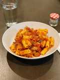 Penne pasta with tomato sauce and vegetables 🍅