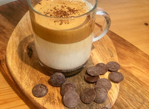 A picture of Dark Chocolate Laced Iced Dalgona Coffee 😁 🍫.
