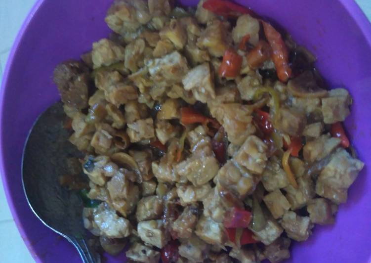 Bumbu Tempe kecap pedas manis | Langkah Membuat Tempe kecap pedas manis Yang Lezat