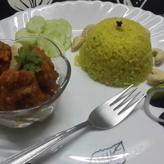 Makhmali Chitol Macher Muitha/ Creamy fish dumplings & Pulao A picture of Makhmali Chitol Macher Muitha/ Creamy fish dumplings & Pulao.
