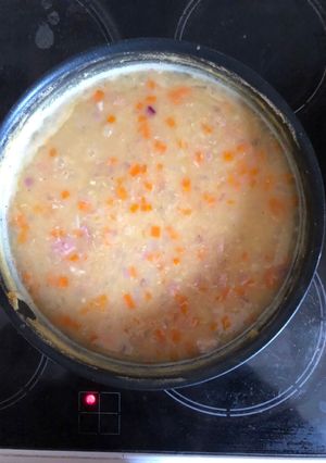A picture of Red Lentil with Ham Soup.