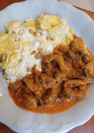 Gombapaprikás juhtúrós puliszkával recept fotója