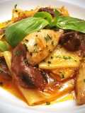 Paccheri con calamares en salsa americana