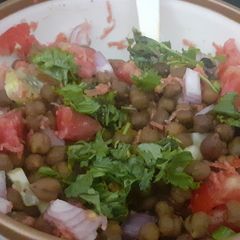 A picture of Black chickpeas salad.