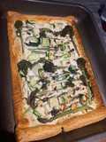 Seasonal spring vegetable puff pastry tart