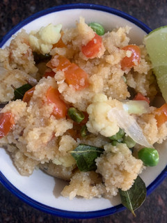 A picture of Veggies loaded Rava Upma.