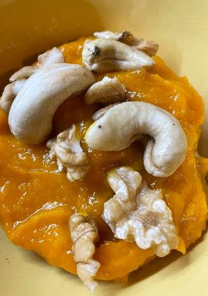 Una foto de Mousse de naranja y calabaza sin azúcar ni lácteos