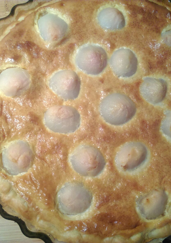 Una foto de Tarta de mango y lichis