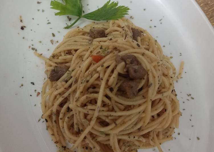 Resep Spaghetti Aglio e Olio with Tuna Anti Gagal