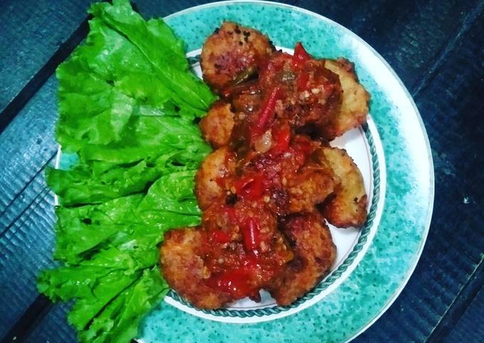 Oncom goreng sambal kuah