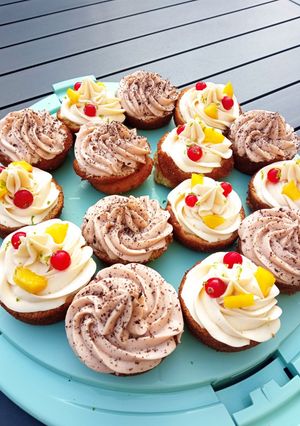 Une photo de Cup cake fleur d'oranger et crème de marrons