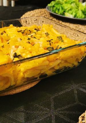 Une photo de Mac and cheese à la carotte