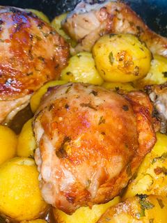 BBQ csirkecomb velesült krumplival recept fotója