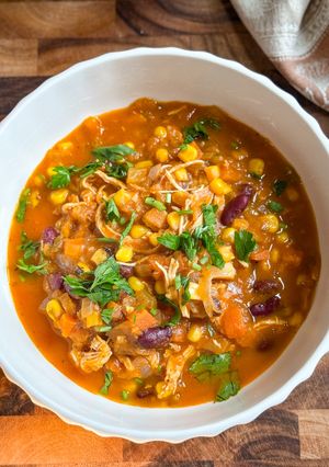 A picture of One Pot Autumn Chili Soup.