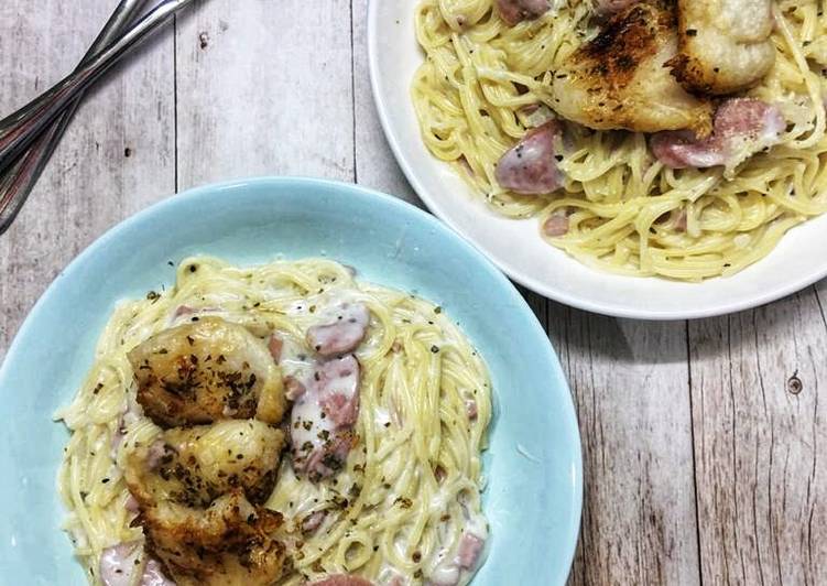Alfredo (White) Sauce Pasta toping dori grill