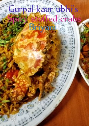 A picture of Spicy stuffed crab Biryani 🦀.