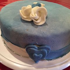 A picture of Vanilla Butter Cake with marshmallow fondant.