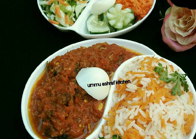 Carrot rice wit soup and salad