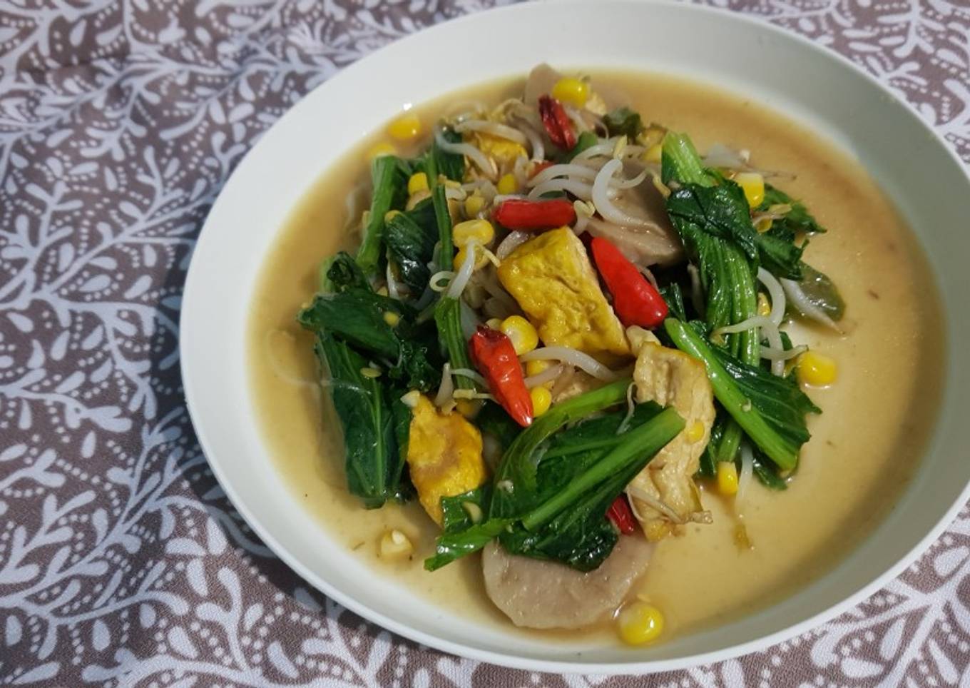 Cah sawi hijau tahu kuning
