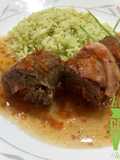 Envoltini de Carne con Arroz Verde