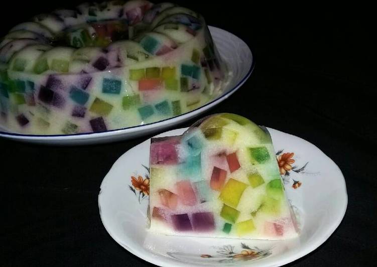 Resep Broken glass pudding with jackfruit. (puding mozaik nangka) Anti Gagal
