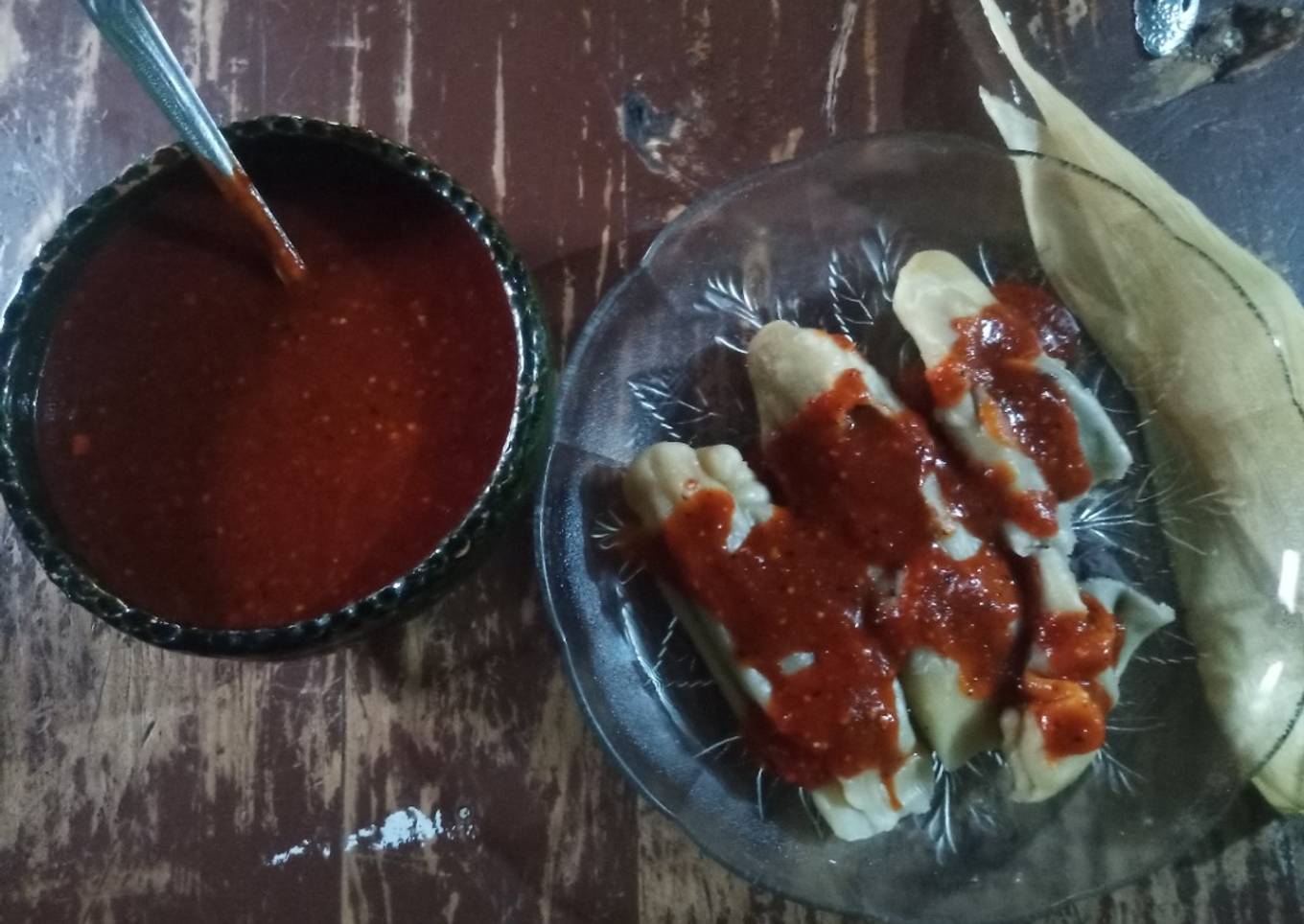 Tamales de frijol de harina
