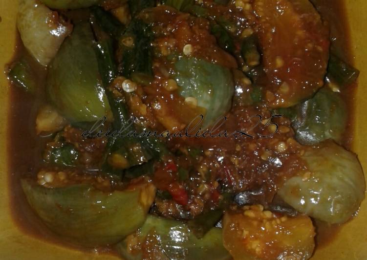 Tumis terong mini + kacang panjang