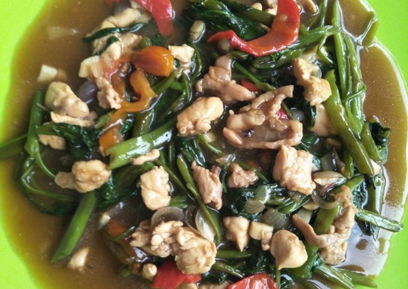 Tumis kangkung ayam