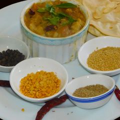 A picture of Foxtail Millet cooked in aromatic,hot,spicy, and healthy Rasam.