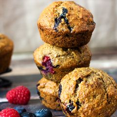 Healthy Banana-Blueberry Muffins A picture of Healthy Banana-Blueberry Muffins.