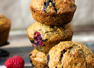 A picture of Healthy Banana-Blueberry Muffins.