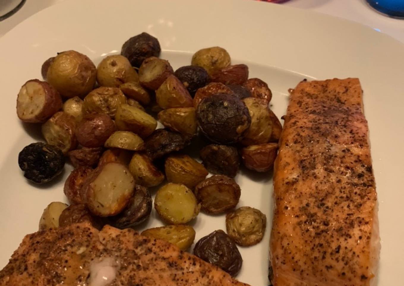 Air-Fried Honey Soy Salmon with Garlic Parmesan Potatoes