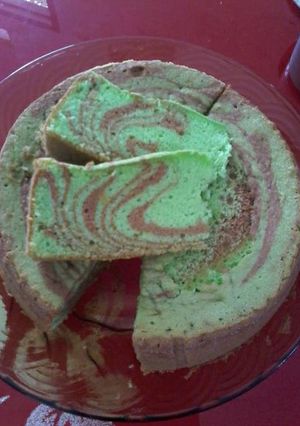 Foto resep Zebra cake pandan lembutt 3 telur
