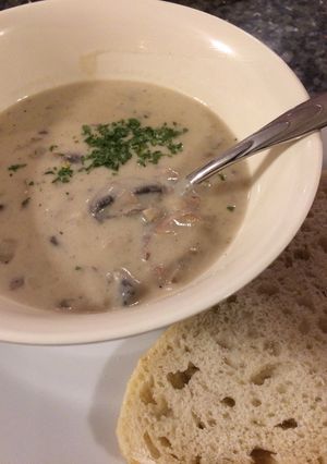 A picture of Cream of Mushroom Soup.