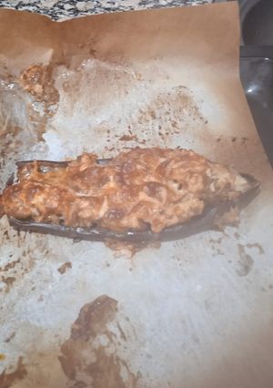Una foto de Berenjena al horno con carne picada