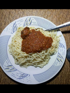 A picture of Spaghetti with Stew.